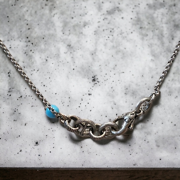 LUCKY BRAND Silver Guitar Pick Peace Necklace - Picture 4 of 4